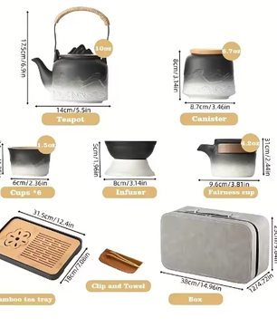Draagbare Kung Fu Theeset – Keramische Theeservies Set met Reisetui