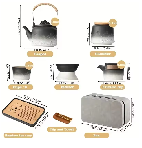 Draagbare Kung Fu Theeset – Keramische Theeservies Set met Reisetui