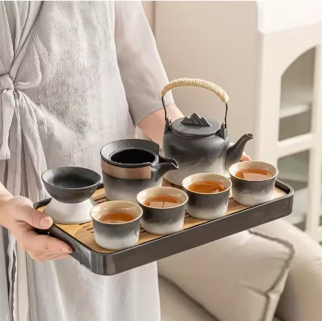 Draagbare Kung Fu Theeset – Keramische Theeservies Set met Reisetui