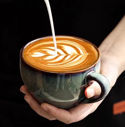 Retro Keramische Koffiekop met Schotel 300 ml – Koffiemok Set voor Latte en Thee