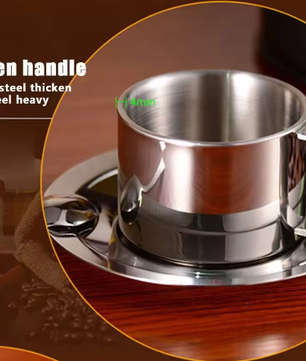 RVS Dubbelwandige Koffiekop met Schotel 200 ml – Herbruikbare Espresso- en Melkkop Set