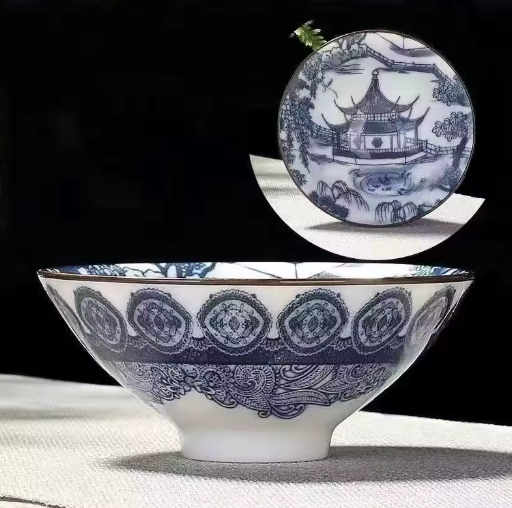 Blauw-Wit Porseleinen Kung Fu Theekopje 70 ml – Traditioneel Chinees Theekopje