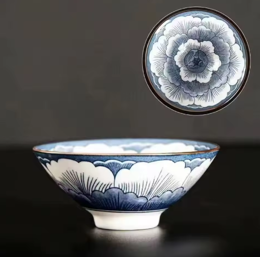 Blauw-Wit Porseleinen Kung Fu Theekopje 70 ml – Traditioneel Chinees Theekopje