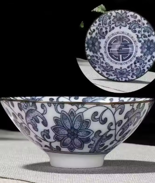 Blauw-Wit Porseleinen Kung Fu Theekopje 70 ml – Traditioneel Chinees Theekopje