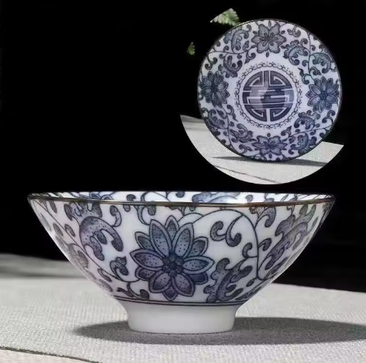 Blauw-Wit Porseleinen Kung Fu Theekopje 70 ml – Traditioneel Chinees Theekopje