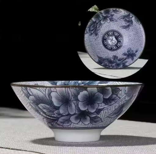 Blauw-Wit Porseleinen Kung Fu Theekopje 70 ml – Traditioneel Chinees Theekopje