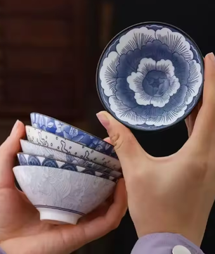 Blauw-Wit Porseleinen Kung Fu Theekopje 70 ml – Traditioneel Chinees Theekopje