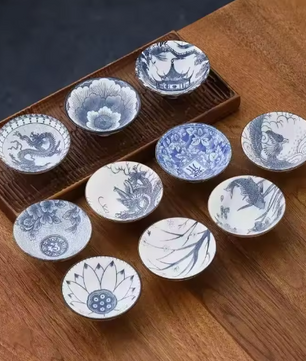 Blauw-Wit Porseleinen Kung Fu Theekopje 70 ml – Traditioneel Chinees Theekopje