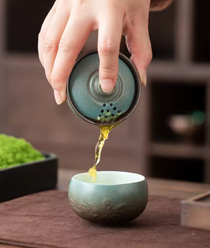 Mini Camping Theeservies – Keramische Theekop met Draagbaar Reisetui