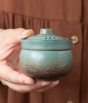 Mini Camping Theeservies – Keramische Theekop met Draagbaar Reisetui