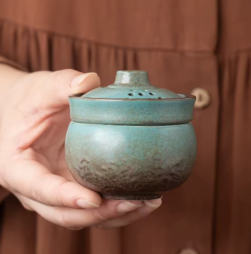 Mini Camping Theeservies – Keramische Theekop met Draagbaar Reisetui