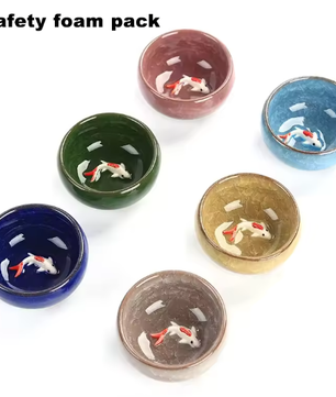 Set van 6 Porseleinen Theekopjes – Chinese Kung Fu Theeset met Crackle Glazuur