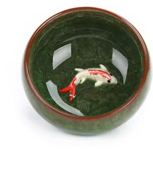 Set van 6 Porseleinen Theekopjes – Chinese Kung Fu Theeset met Crackle Glazuur