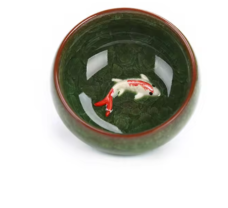 Set van 6 Porseleinen Theekopjes – Chinese Kung Fu Theeset met Crackle Glazuur