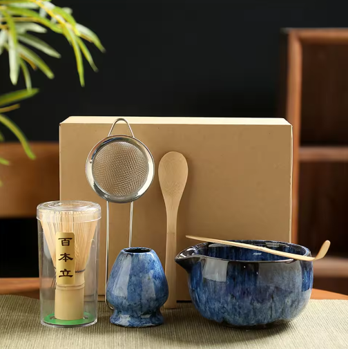Japanse Matcha Theeset 6-Delig – Matcha Kom, Bamboe Garde en Thee Accessoires