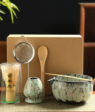 Japanse Matcha Theeset 6-Delig – Matcha Kom, Bamboe Garde en Thee Accessoires