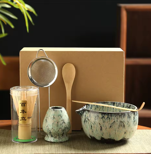 Japanse Matcha Theeset 6-Delig – Matcha Kom, Bamboe Garde en Thee Accessoires