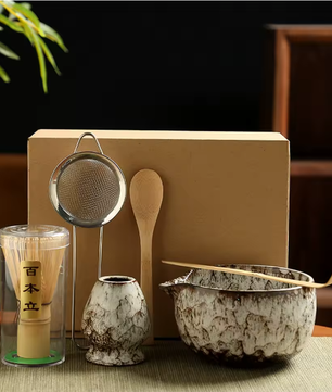 Japanse Matcha Theeset 6-Delig – Matcha Kom, Bamboe Garde en Thee Accessoires