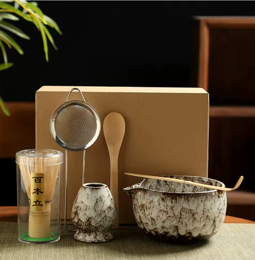 Japanse Matcha Theeset 6-Delig – Matcha Kom, Bamboe Garde en Thee Accessoires