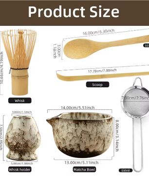 Japanse Matcha Theeset 6-Delig – Matcha Kom, Bamboe Garde en Thee Accessoires