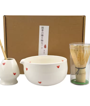 Japanse Matcha Theeset – Matcha Kom met Bamboe Garde, Lepel en Zeef
