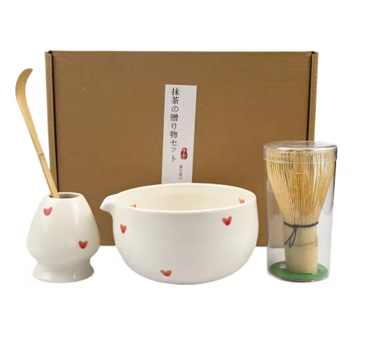 Japanse Matcha Theeset – Matcha Kom met Bamboe Garde, Lepel en Zeef