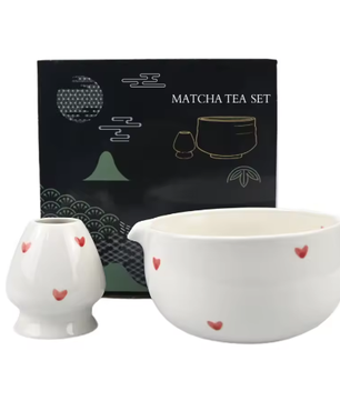 Japanse Matcha Theeset – Matcha Kom met Bamboe Garde, Lepel en Zeef