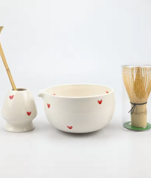 Japanse Matcha Theeset – Matcha Kom met Bamboe Garde, Lepel en Zeef