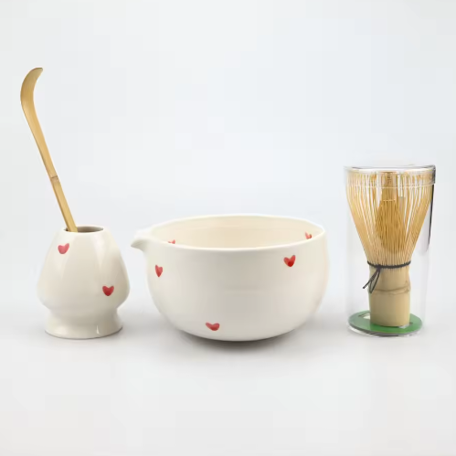 Japanse Matcha Theeset – Matcha Kom met Bamboe Garde, Lepel en Zeef
