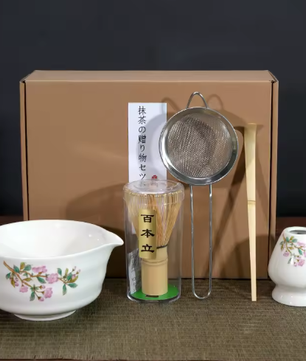 5-Delige Japanse Matcha Theeset – Keramische Matcha Kom met Bamboe Garde