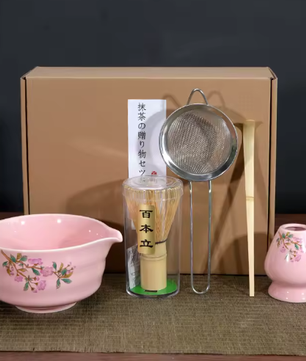 5-Delige Japanse Matcha Theeset – Keramische Matcha Kom met Bamboe Garde