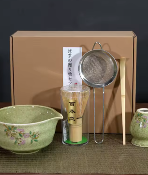 5-Delige Japanse Matcha Theeset – Keramische Matcha Kom met Bamboe Garde