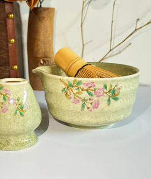 5-Delige Japanse Matcha Theeset – Keramische Matcha Kom met Bamboe Garde