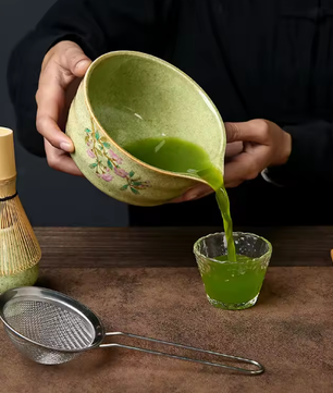 5-Delige Japanse Matcha Theeset – Keramische Matcha Kom met Bamboe Garde