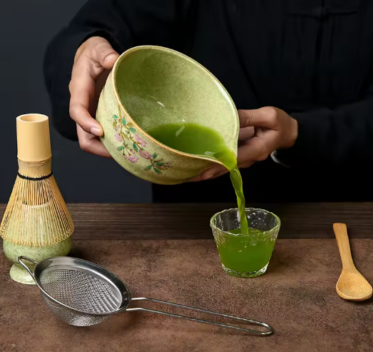 5-Delige Japanse Matcha Theeset – Keramische Matcha Kom met Bamboe Garde