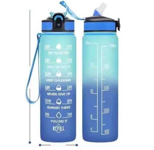 Sport Waterfles 1000 ml met Rietje – Lekvrije Drinkfles voor Fitness en Outdoor