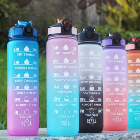 Sport Waterfles 1000 ml met Rietje – Lekvrije Drinkfles voor Fitness en Outdoor