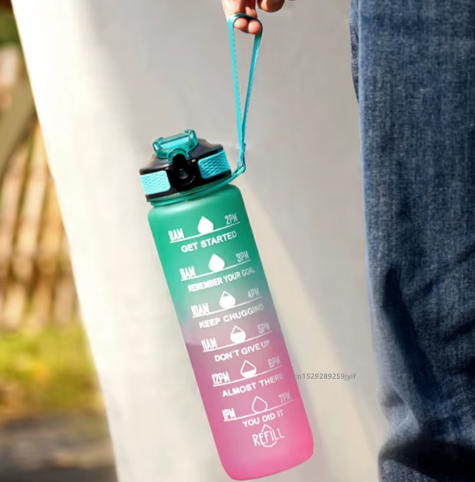 Sport Waterfles 1000 ml met Rietje – Lekvrije Drinkfles voor Fitness en Outdoor