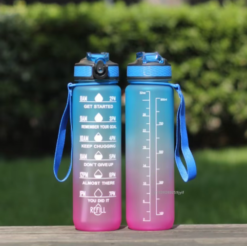 Sport Waterfles 1000 ml met Rietje – Lekvrije Drinkfles voor Fitness en Outdoor