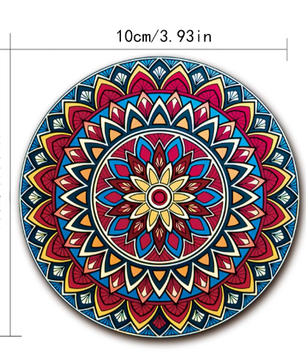 Set van 8 Houten Mandala Onderzetters – Decoratieve Onderzetterset voor Tafel en Bureau