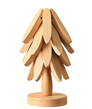 Houten Opvouwbare Boom Onderzetterset met Standaard – Boomvormige Onderzetters