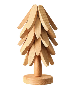 Houten Opvouwbare Boom Onderzetterset met Standaard – Boomvormige Onderzetters