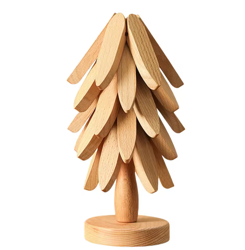 Houten Opvouwbare Boom Onderzetterset met Standaard – Boomvormige Onderzetters