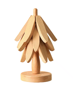 Houten Opvouwbare Boom Onderzetterset met Standaard – Boomvormige Onderzetters