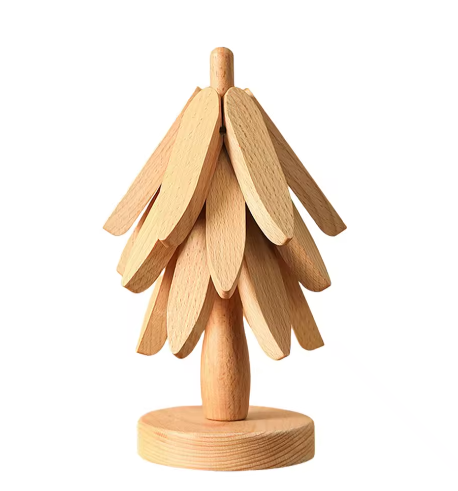 Houten Opvouwbare Boom Onderzetterset met Standaard – Boomvormige Onderzetters