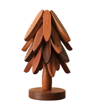 Houten Opvouwbare Boom Onderzetterset met Standaard – Boomvormige Onderzetters