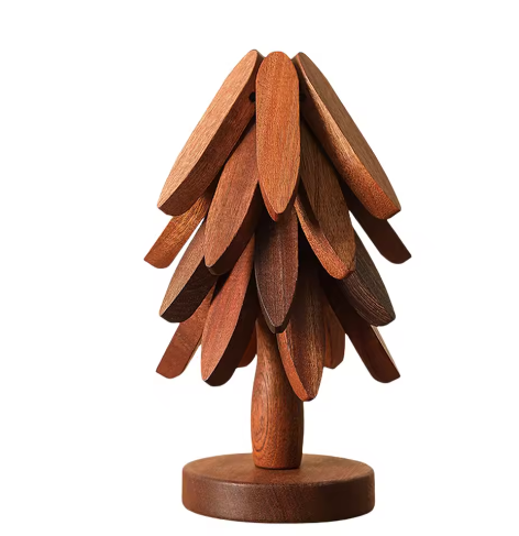 Houten Opvouwbare Boom Onderzetterset met Standaard – Boomvormige Onderzetters
