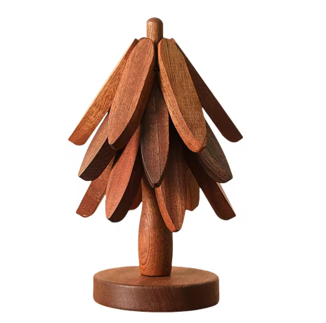 Houten Opvouwbare Boom Onderzetterset met Standaard – Boomvormige Onderzetters