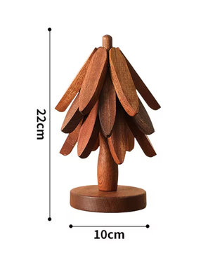 Houten Opvouwbare Boom Onderzetterset met Standaard – Boomvormige Onderzetters