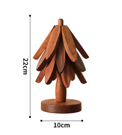 Houten Opvouwbare Boom Onderzetterset met Standaard – Boomvormige Onderzetters